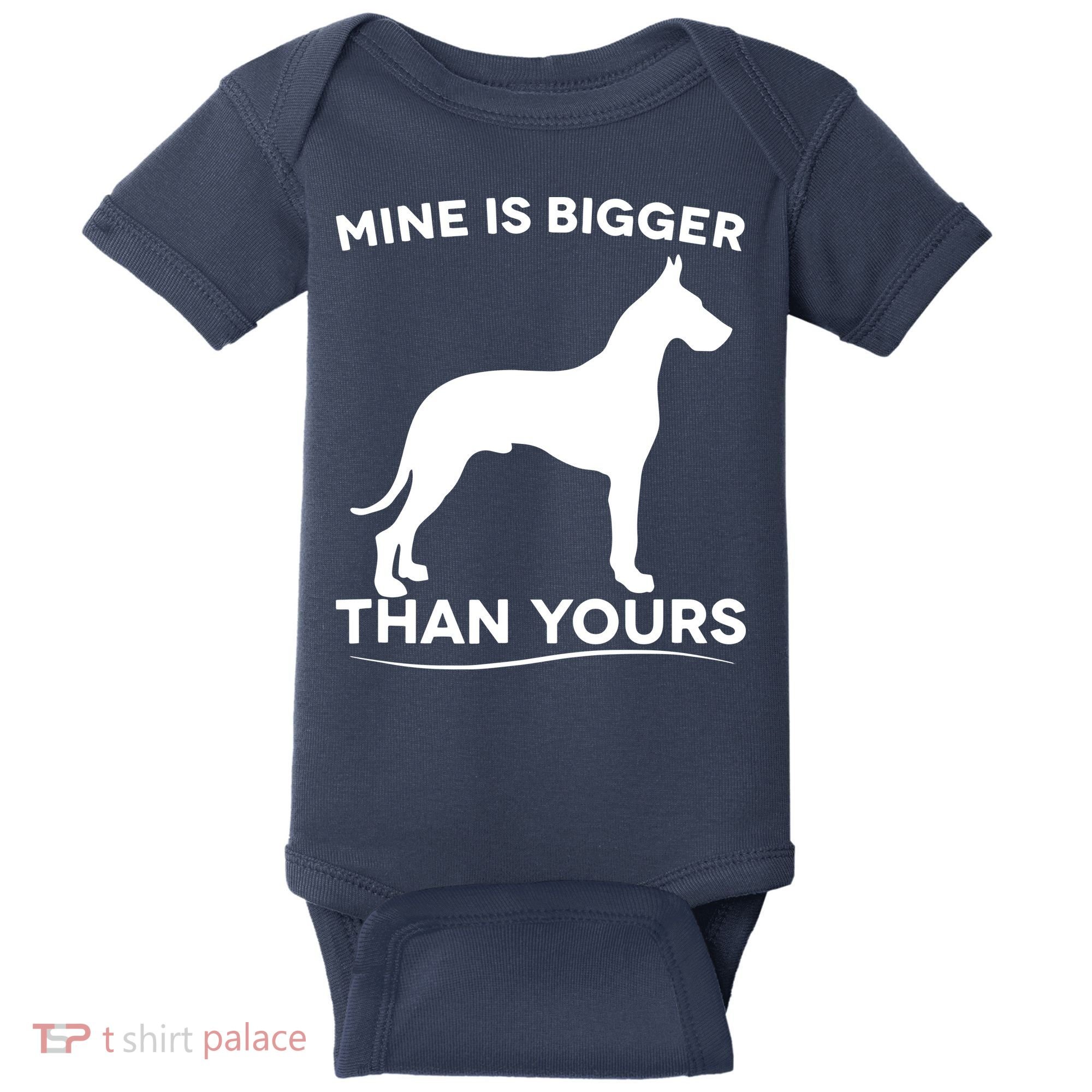 Mine Is Bigger Than Yours Great Dane Dog Baby Bodysuit