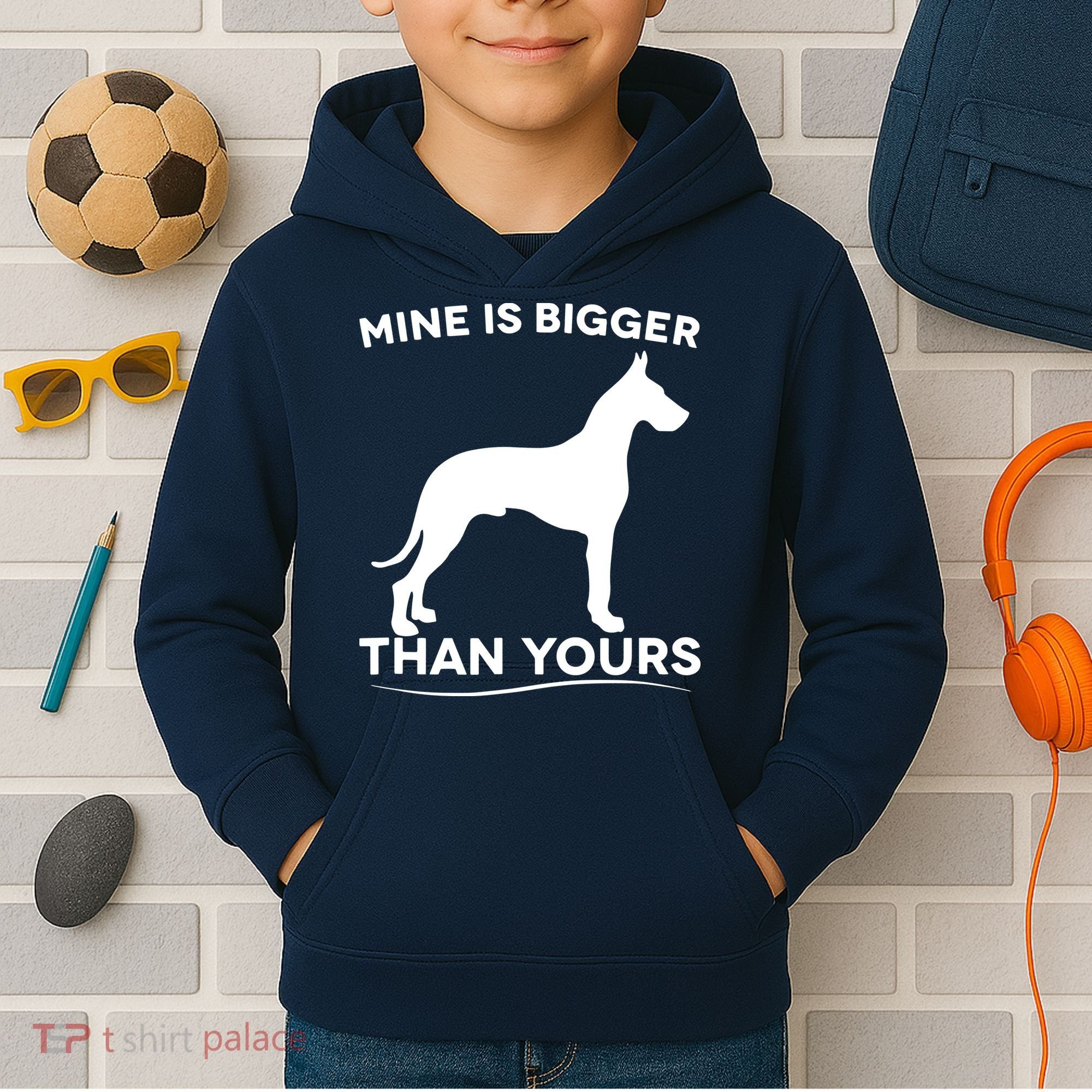 Mine Is Bigger Than Yours Great Dane Dog Kids Hoodie