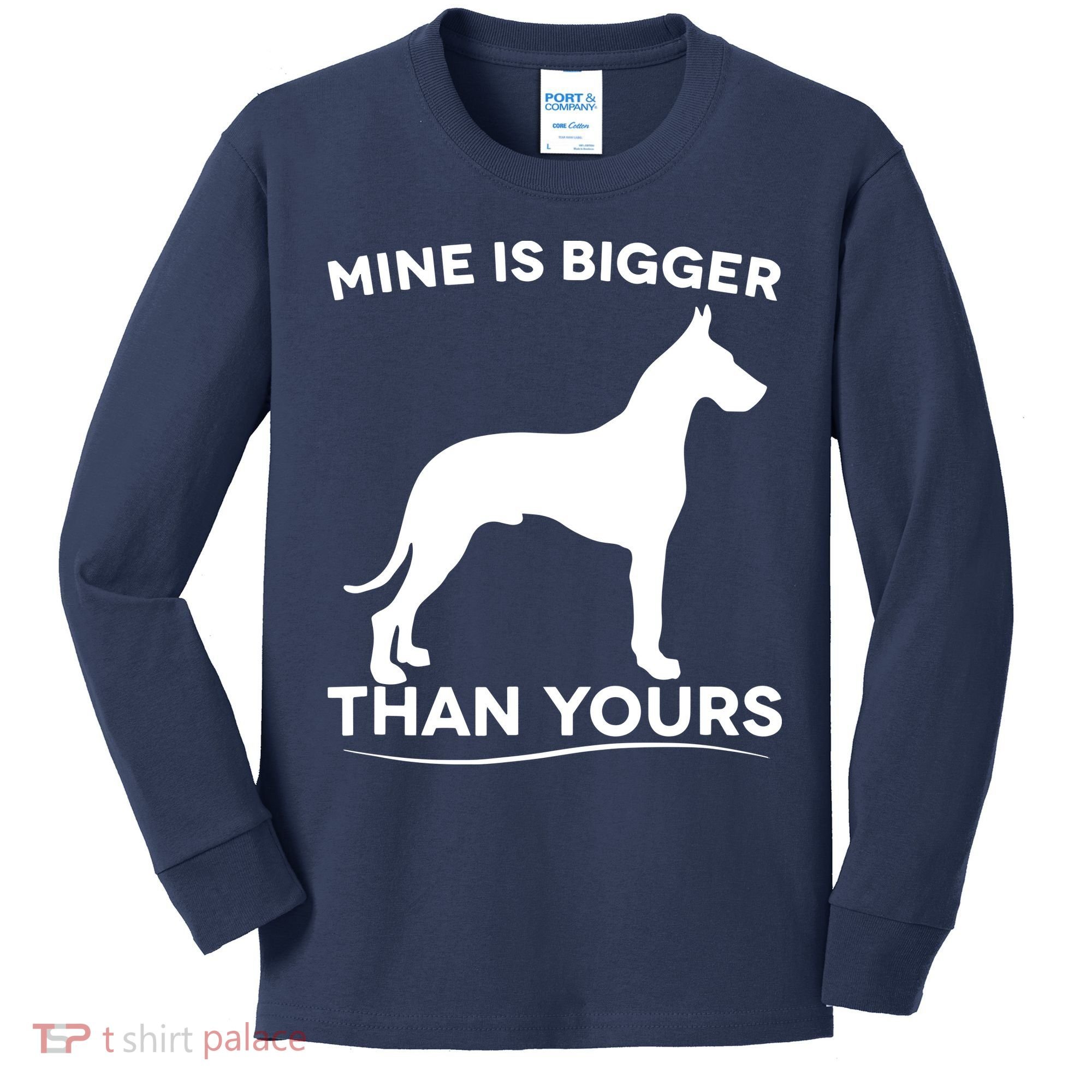 Mine Is Bigger Than Yours Great Dane Dog Kids Long Sleeve Shirt