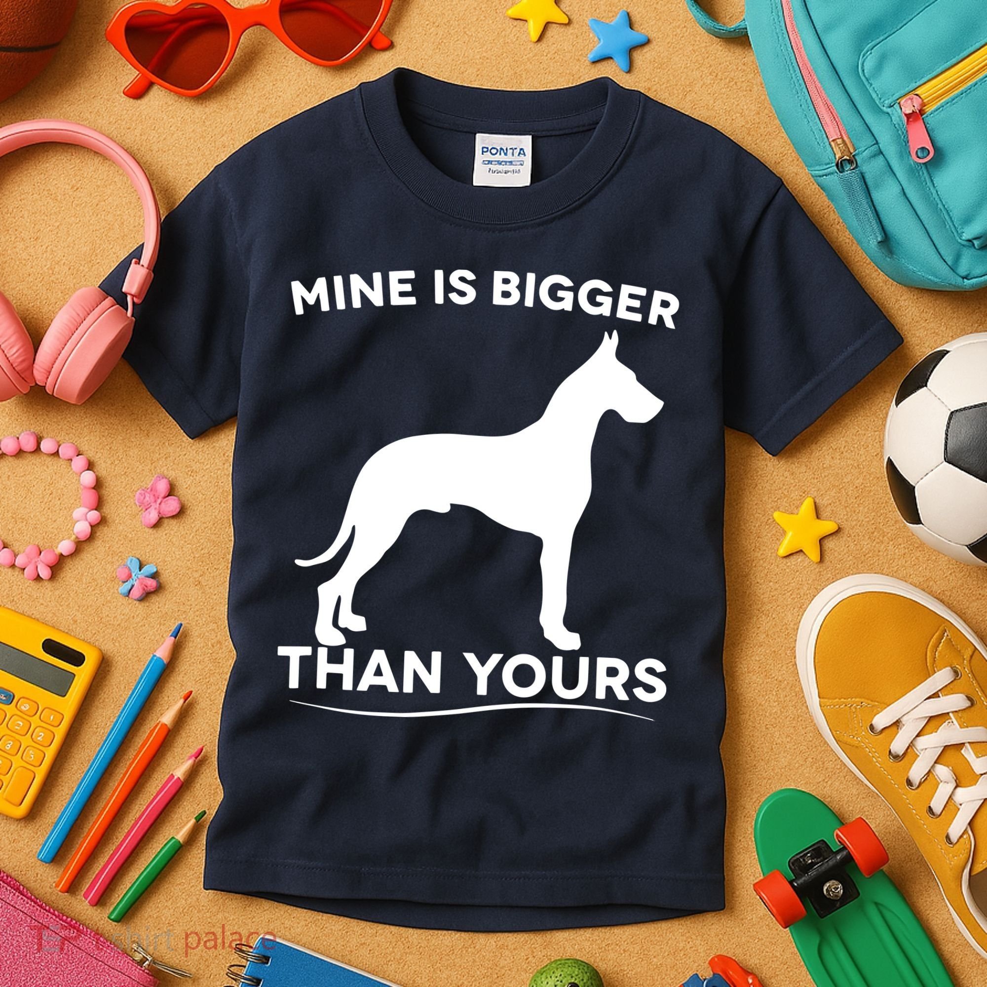 Mine Is Bigger Than Yours Great Dane Dog Kids T-Shirt