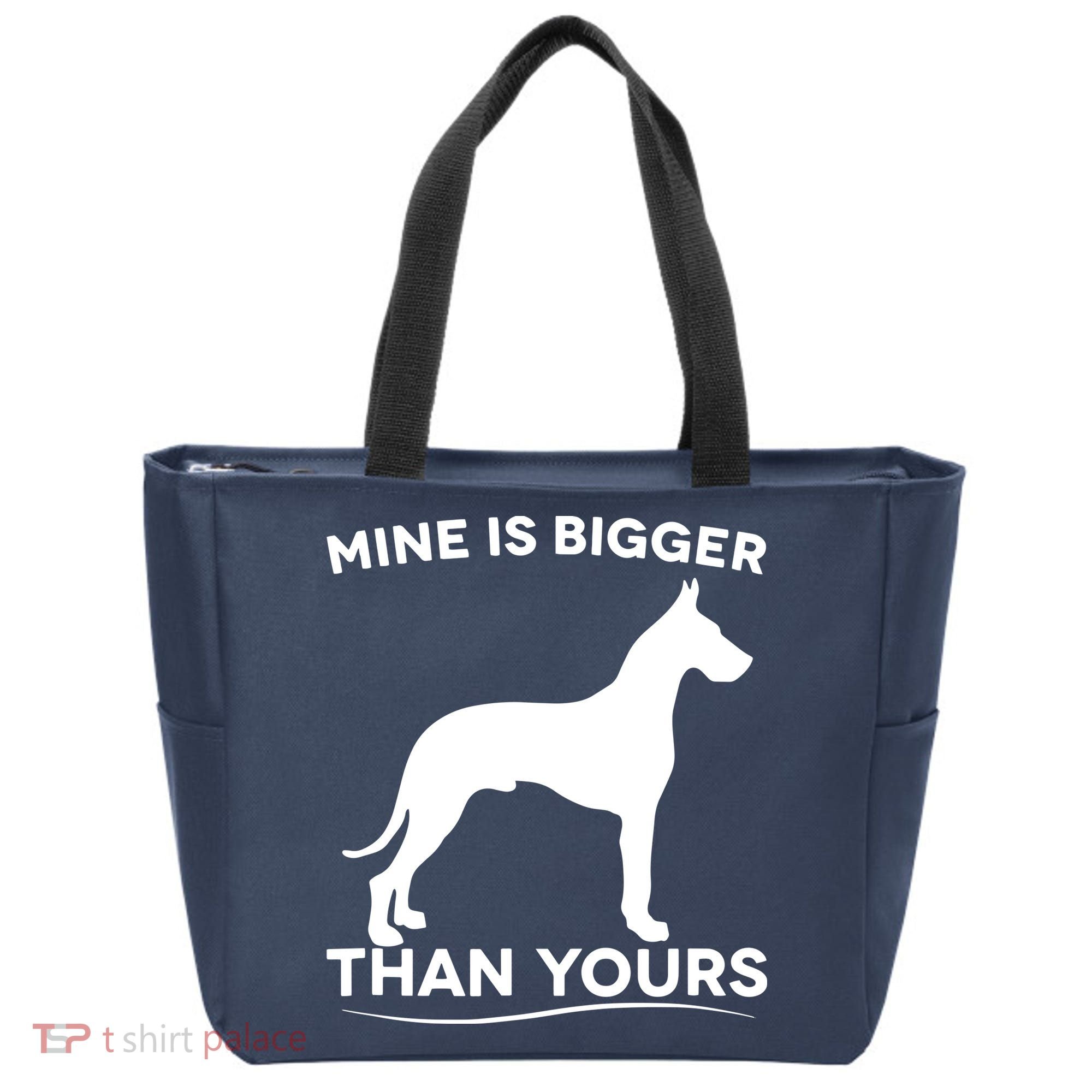 Mine Is Bigger Than Yours Great Dane Dog Tote Bag