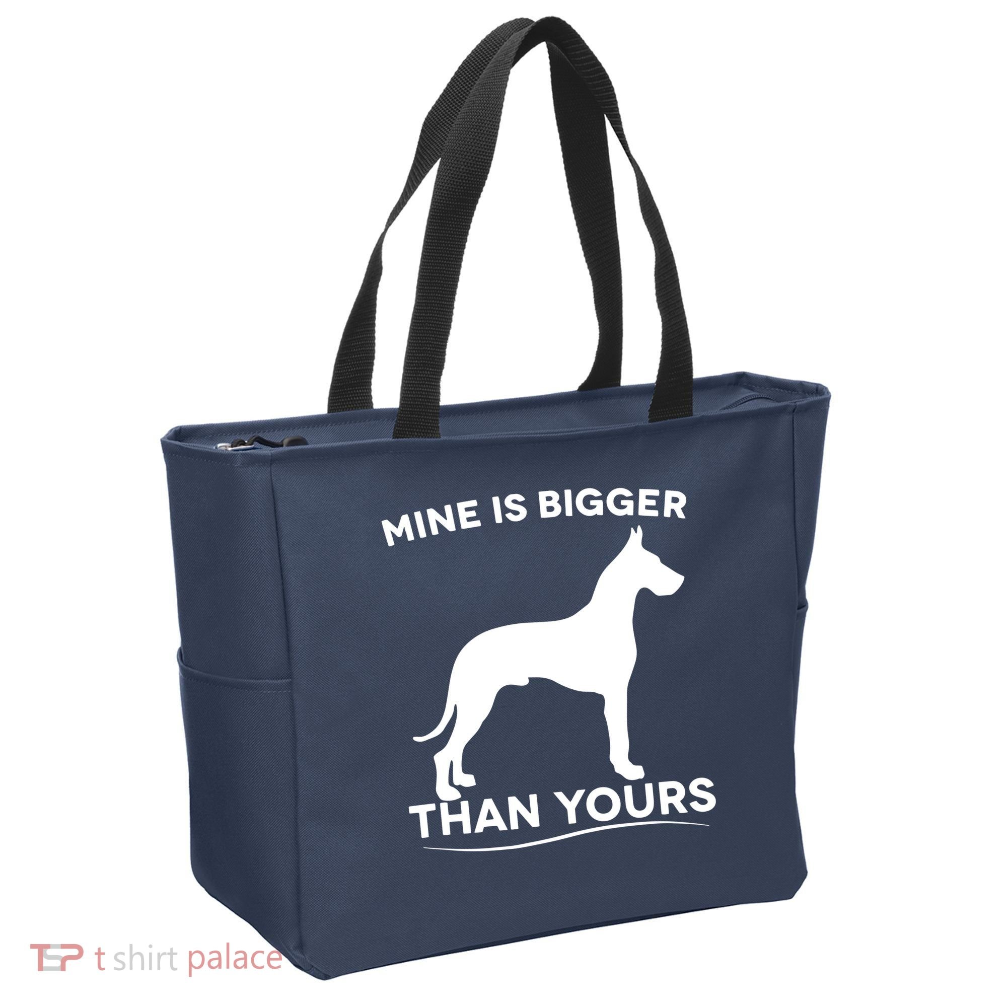 Mine Is Bigger Than Yours Great Dane Dog Tote Bag