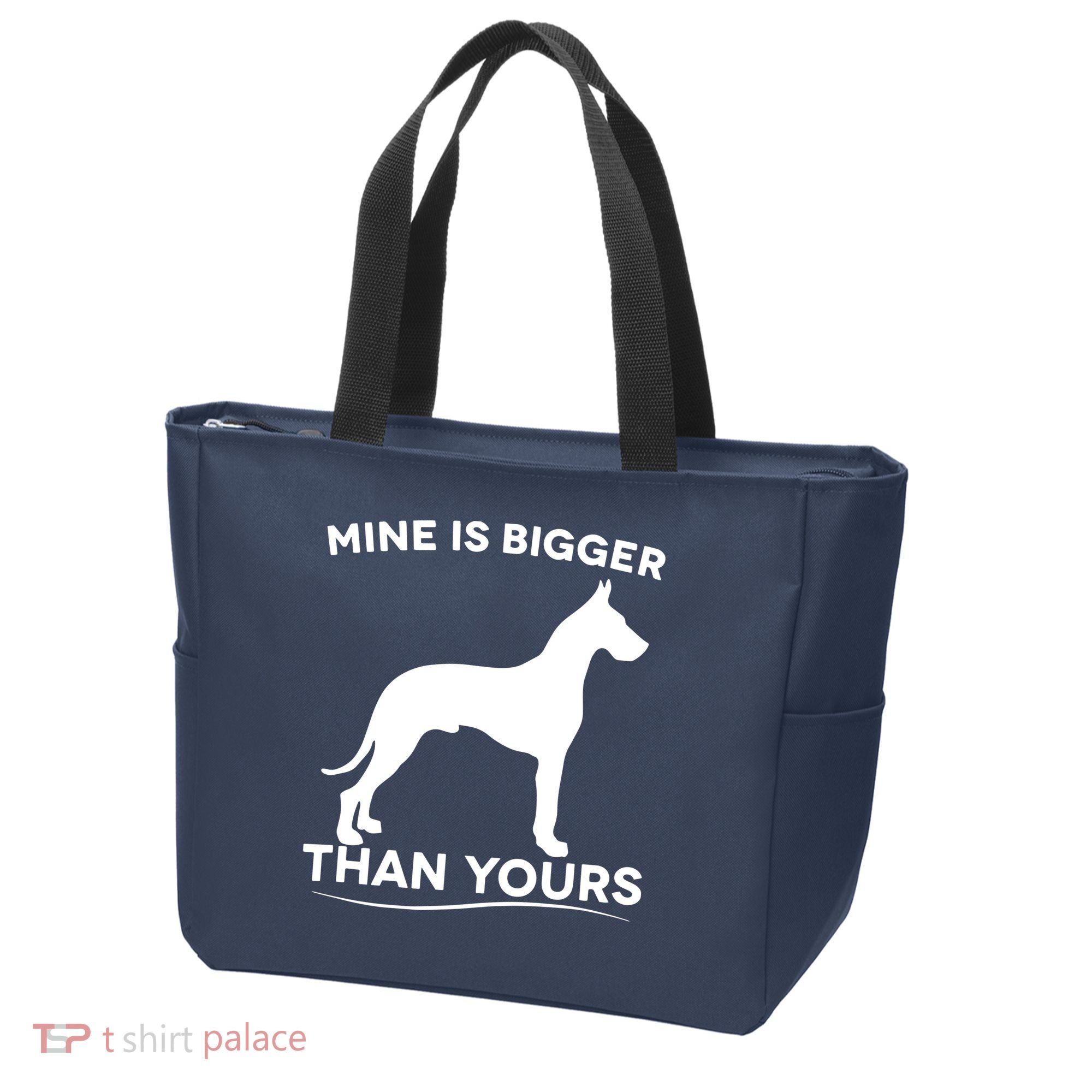 Mine Is Bigger Than Yours Great Dane Dog Tote Bag
