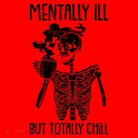 Mentally Ill But Totally Chill Skeleton Funny Santa Hat thumb 1