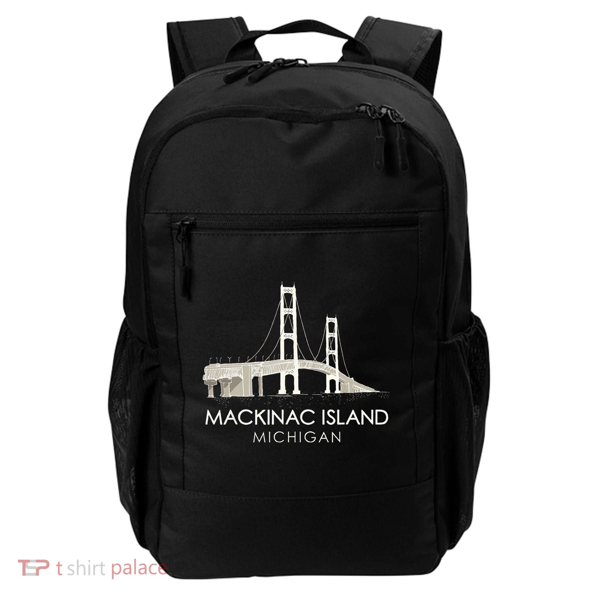 Mackinac Island Bridge Michigan Great Lakes Huron Ferry Trip Backpack