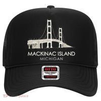 Mackinac Island Bridge Michigan Great Lakes Huron Ferry Trip Hat thumb 0