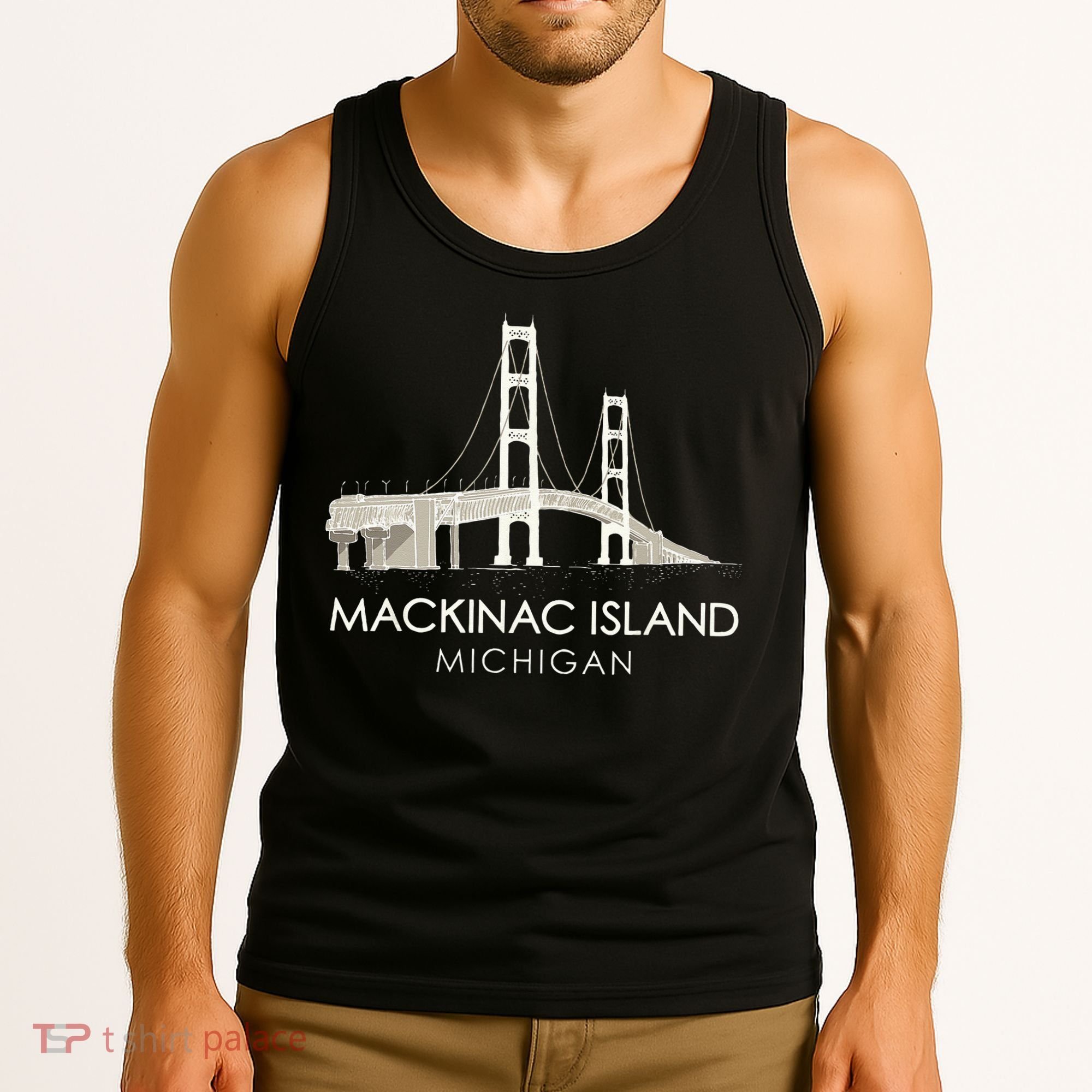 Mackinac Island Bridge Michigan Great Lakes Huron Ferry Trip Tank Top