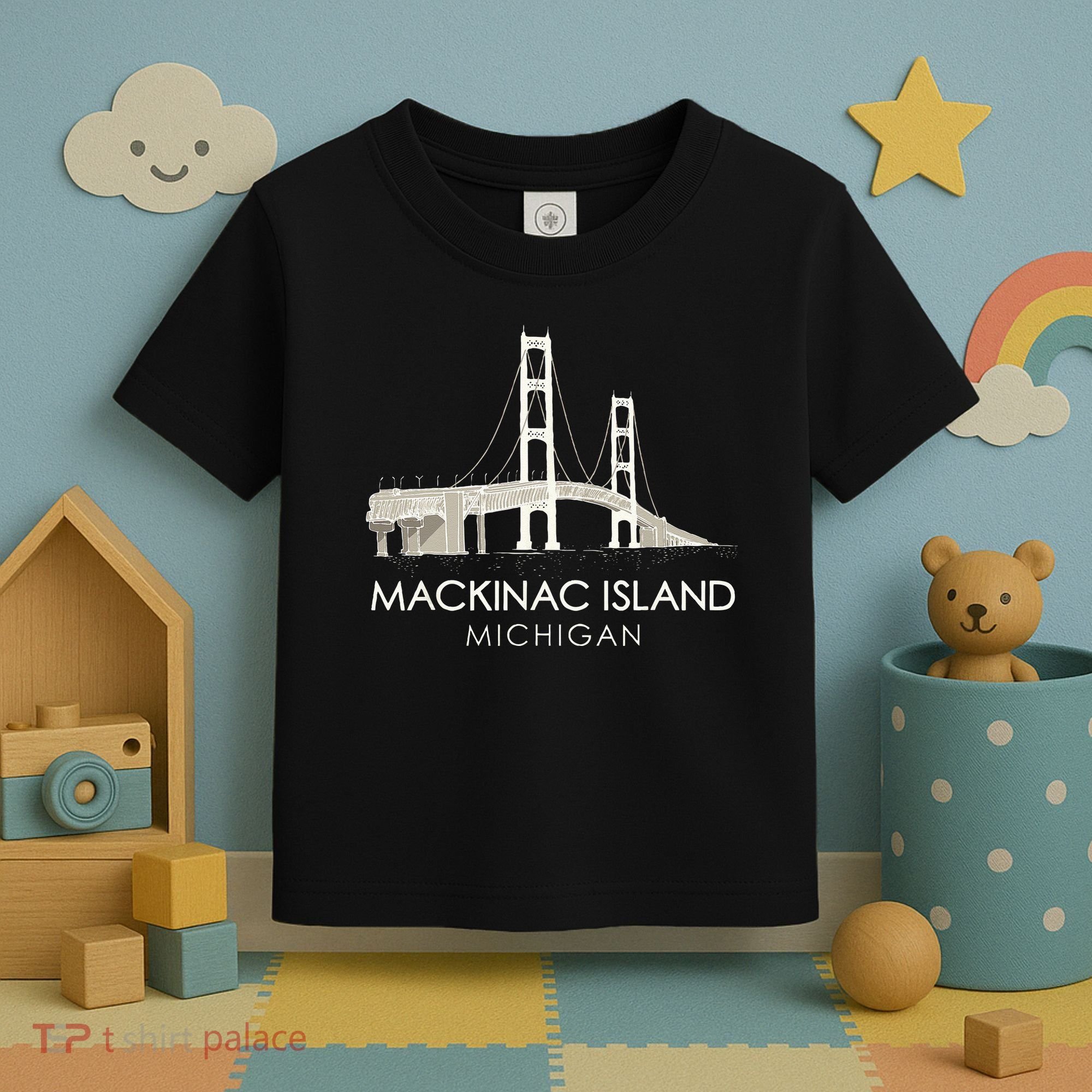Mackinac Island Bridge Michigan Great Lakes Huron Ferry Trip Toddler T-Shirt