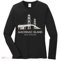 Mackinac Island Bridge Michigan Great Lakes Huron Ferry Trip Women's Long Sleeve Shirt thumb 0