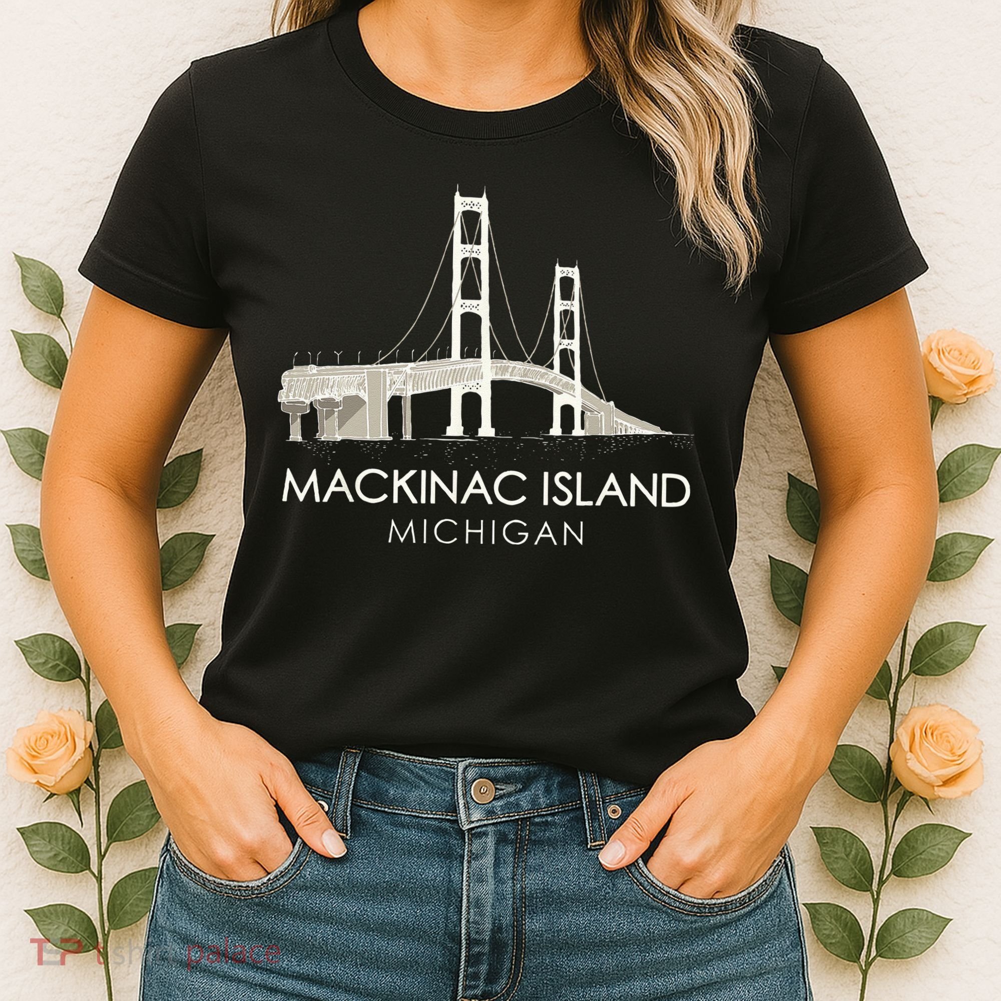 Mackinac Island Bridge Michigan Great Lakes Huron Ferry Trip Women's T-Shirt