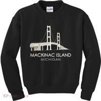 Mackinac Island Bridge Michigan Great Lakes Huron Ferry Trip Kids Sweatshirt thumb 0
