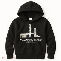 Mackinac Island Bridge Michigan Great Lakes Huron Ferry Trip Kids Hoodie thumb 0