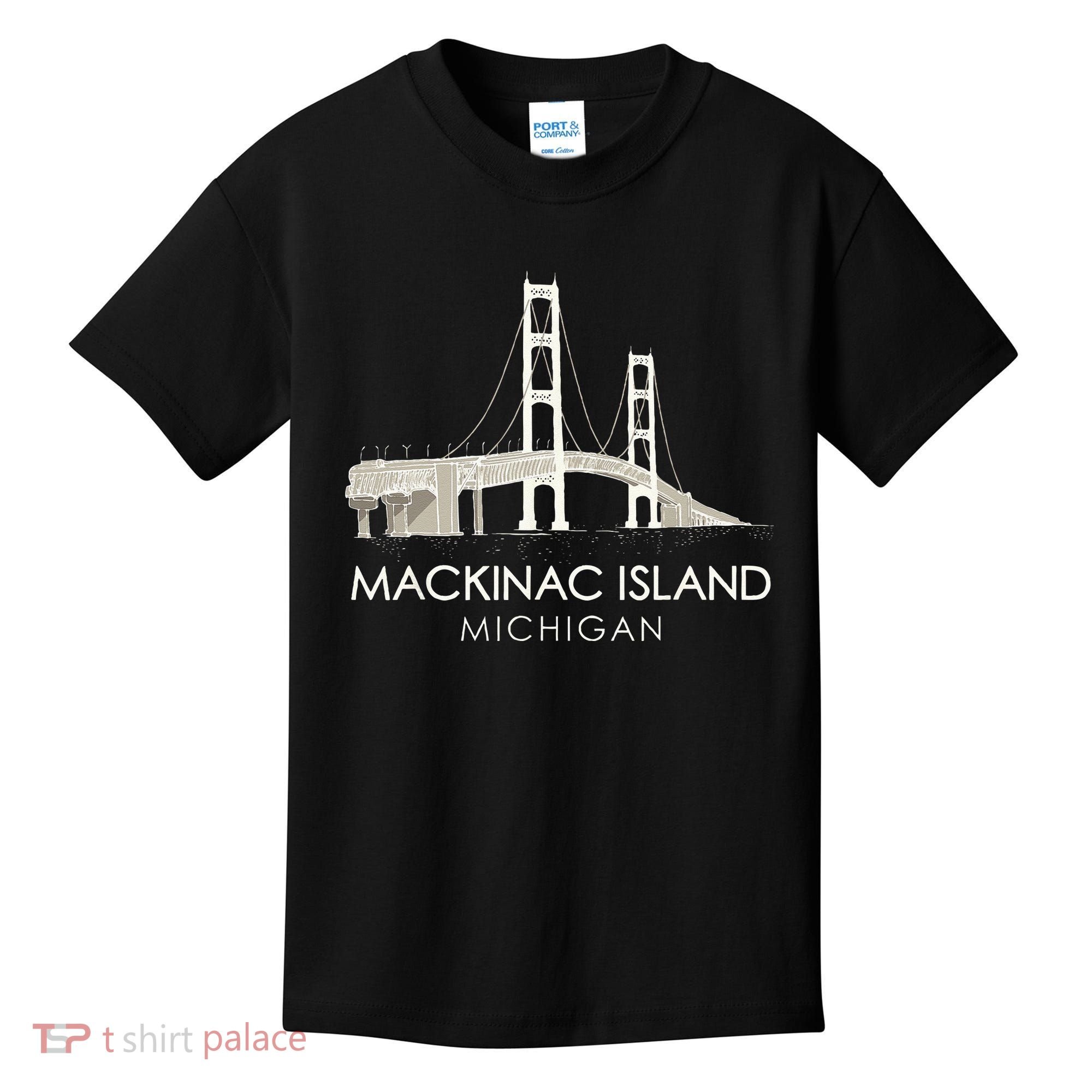 Mackinac Island Bridge Michigan Great Lakes Huron Ferry Trip Kids T-Shirt