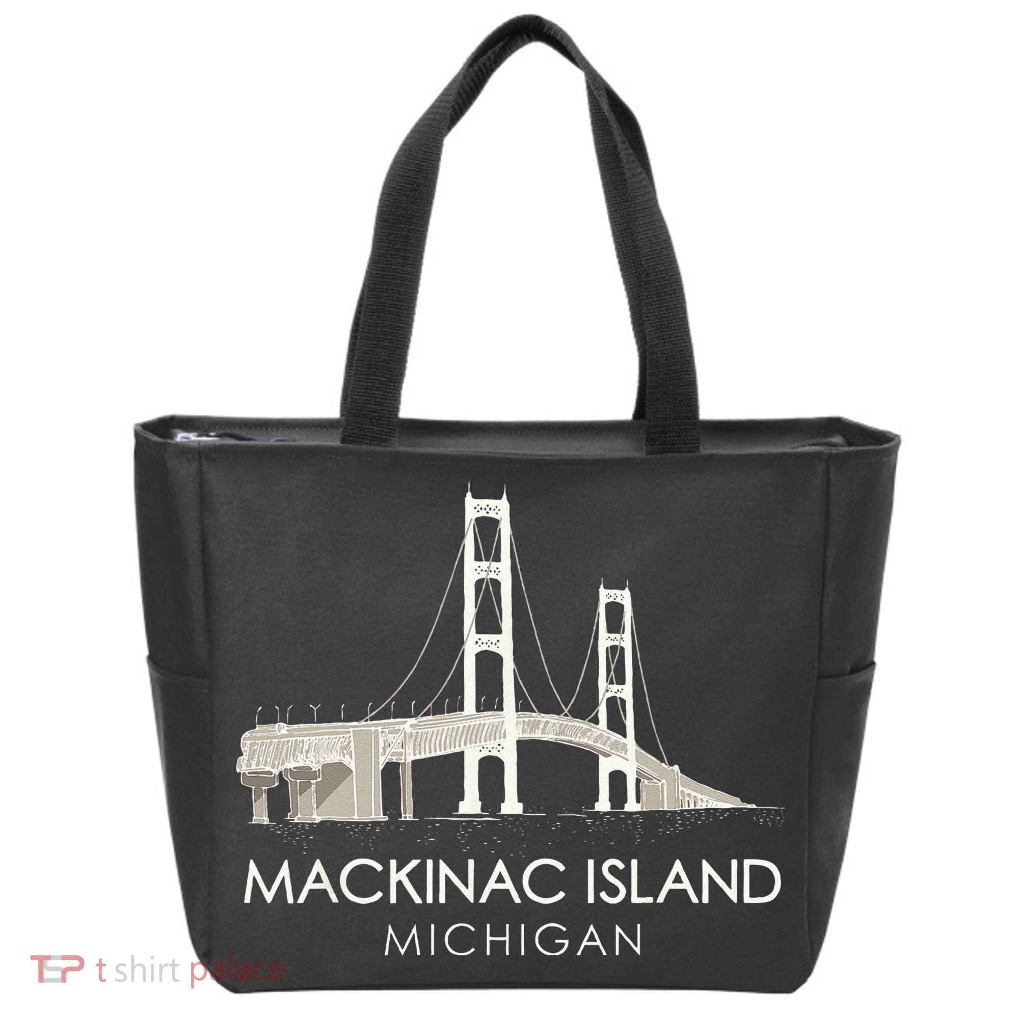 Mackinac Island Bridge Michigan Great Lakes Huron Ferry Trip Tote Bag