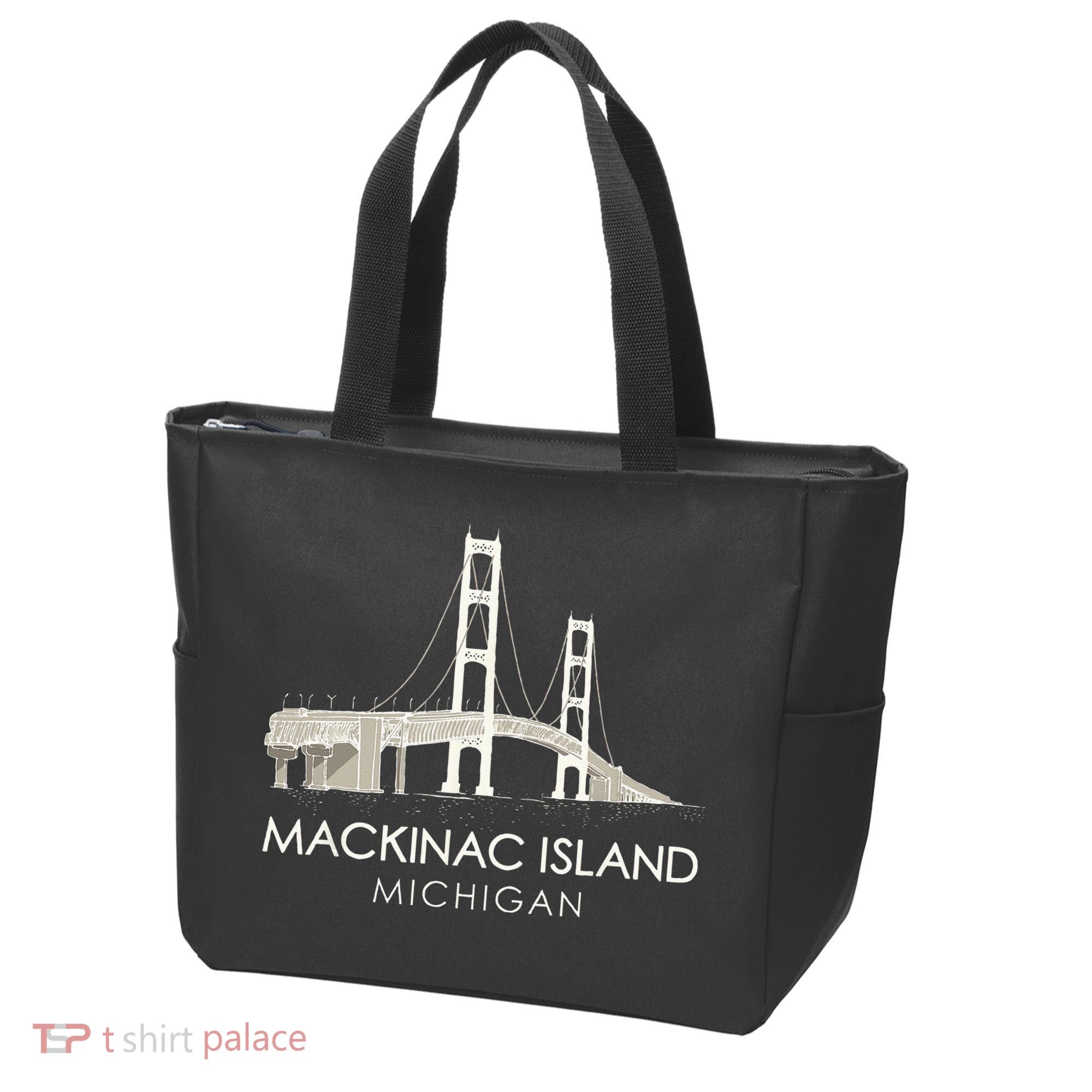 Mackinac Island Bridge Michigan Great Lakes Huron Ferry Trip Tote Bag