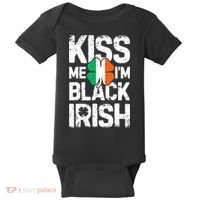Me I'm Black Irish St Patricks Day Ireland Flag Baby Bodysuit thumb 0