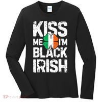 Me I'm Black Irish St Patricks Day Ireland Flag Women's Long Sleeve Shirt thumb 0