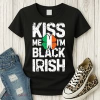 Me I'm Black Irish St Patricks Day Ireland Flag Women's T-Shirt thumb 3