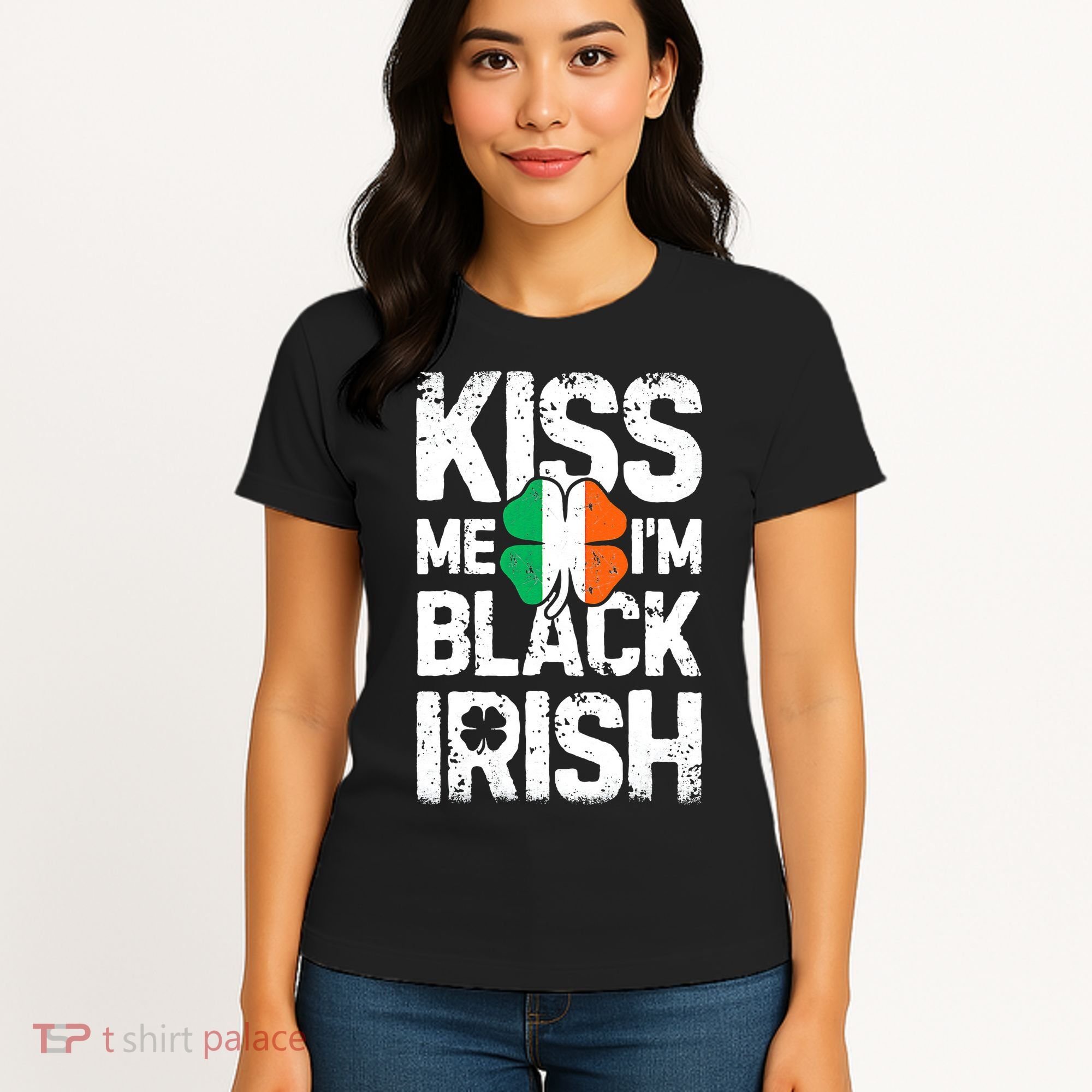 Me I'm Black Irish St Patricks Day Ireland Flag Women's T-Shirt