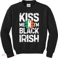 Me I'm Black Irish St Patricks Day Ireland Flag Kids Sweatshirt thumb 0