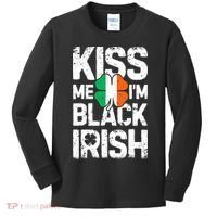 Me I'm Black Irish St Patricks Day Ireland Flag Kids Long Sleeve Shirt thumb 0