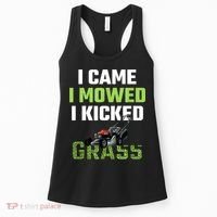 Mens I Came I Mowed I Kicked Grass Funny Lawn Mowing Gardener Women's Tank Top thumb 0
