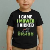 Mens I Came I Mowed I Kicked Grass Funny Lawn Mowing Gardener Toddler T-Shirt thumb 2