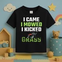 Mens I Came I Mowed I Kicked Grass Funny Lawn Mowing Gardener Toddler T-Shirt thumb 3