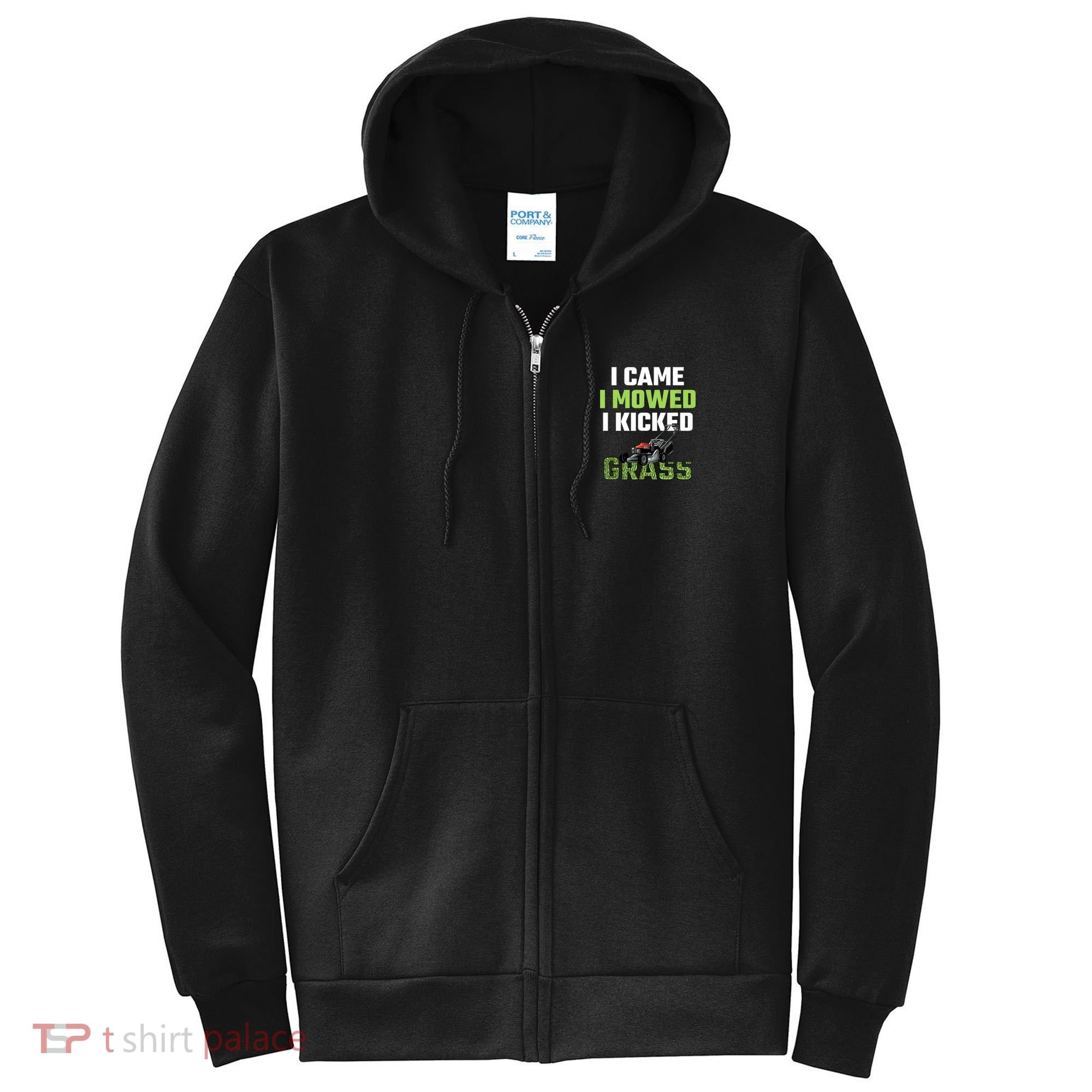 Mens I Came I Mowed I Kicked Grass Funny Lawn Mowing Gardener Full Zip Hoodie