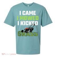 Mens I Came I Mowed I Kicked Grass Funny Lawn Mowing Gardener Sueded Cloud Jersey T-Shirt thumb 0
