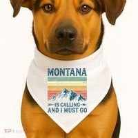 Montana Is Calling And I Must Go USA-Made Doggie Bandana thumb 1