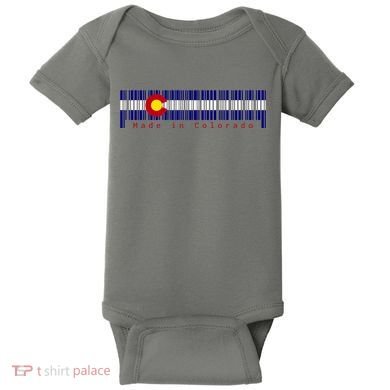 Made In Colorado Barcode Flag Baby Bodysuit