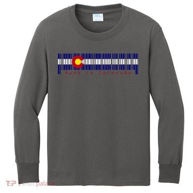Made In Colorado Barcode Flag Kids Long Sleeve Shirt