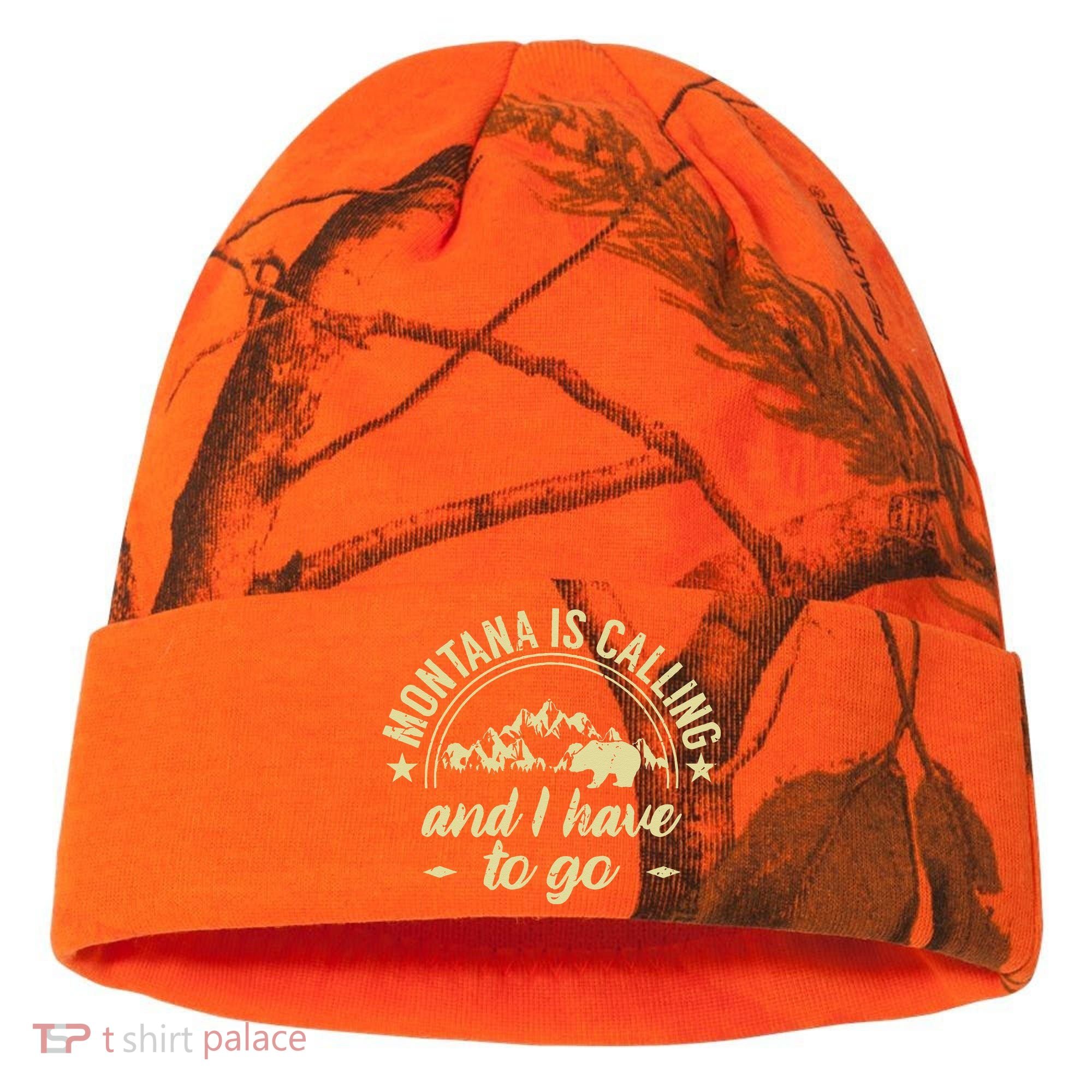 Montana Is Calling And I Have To Go Montana Lover Kati Licensed 12" Camo Cuffed Beanie