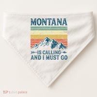 Montana Is Calling And I Must Go USA-Made Doggie Bandana thumb 0