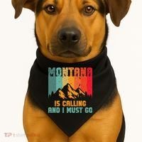 Montana Is Calling And I Must Go Mountain Vacation USA-Made Doggie Bandana thumb 1
