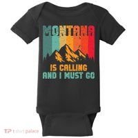 Montana Is Calling And I Must Go Mountain Vacation Baby Bodysuit thumb 0