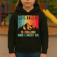 Montana Is Calling And I Must Go Mountain Vacation Kids Hoodie thumb 3