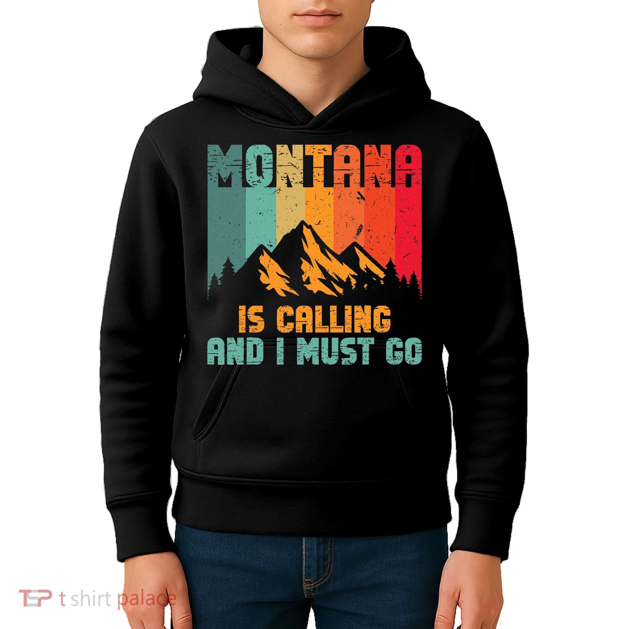 Montana Is Calling And I Must Go Mountain Vacation Kids Hoodie