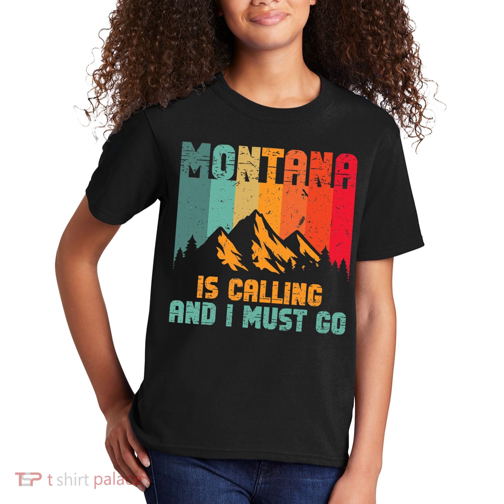 Montana Is Calling And I Must Go Mountain Vacation Kids T-Shirt