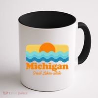 Michigan Great Lakes State Retro Sun Lake Coffee Mug thumb 1