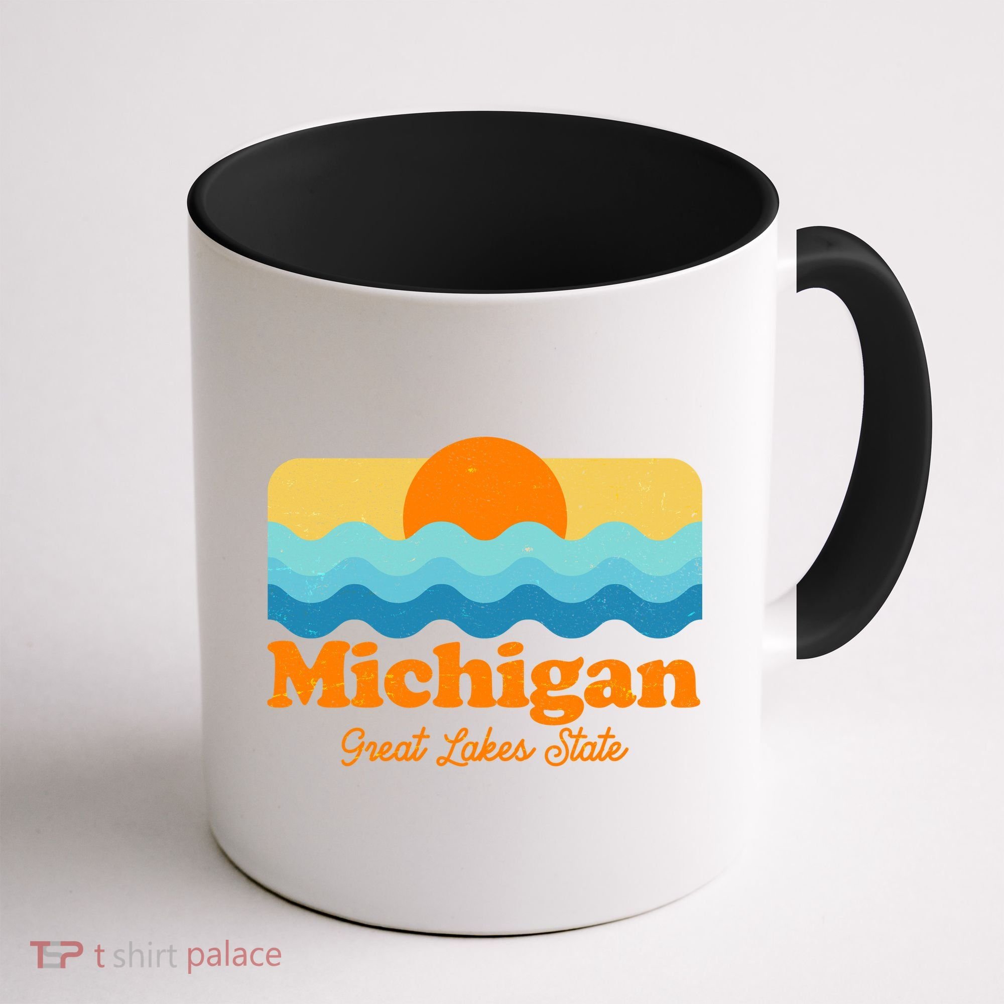 Michigan Great Lakes State Retro Sun Lake Coffee Mug