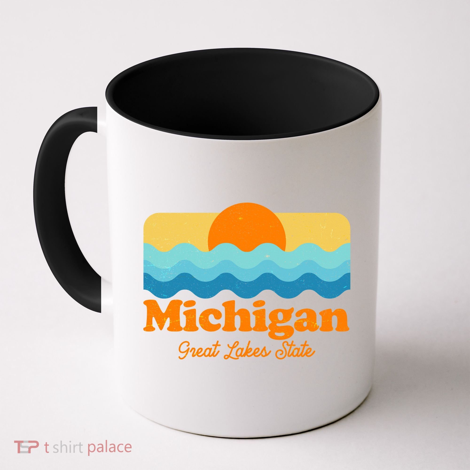 Michigan Great Lakes State Retro Sun Lake Coffee Mug