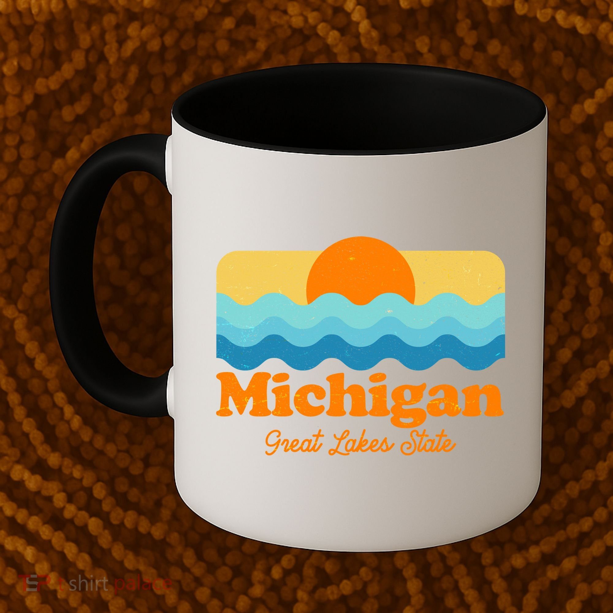 Michigan Great Lakes State Retro Sun Lake Coffee Mug