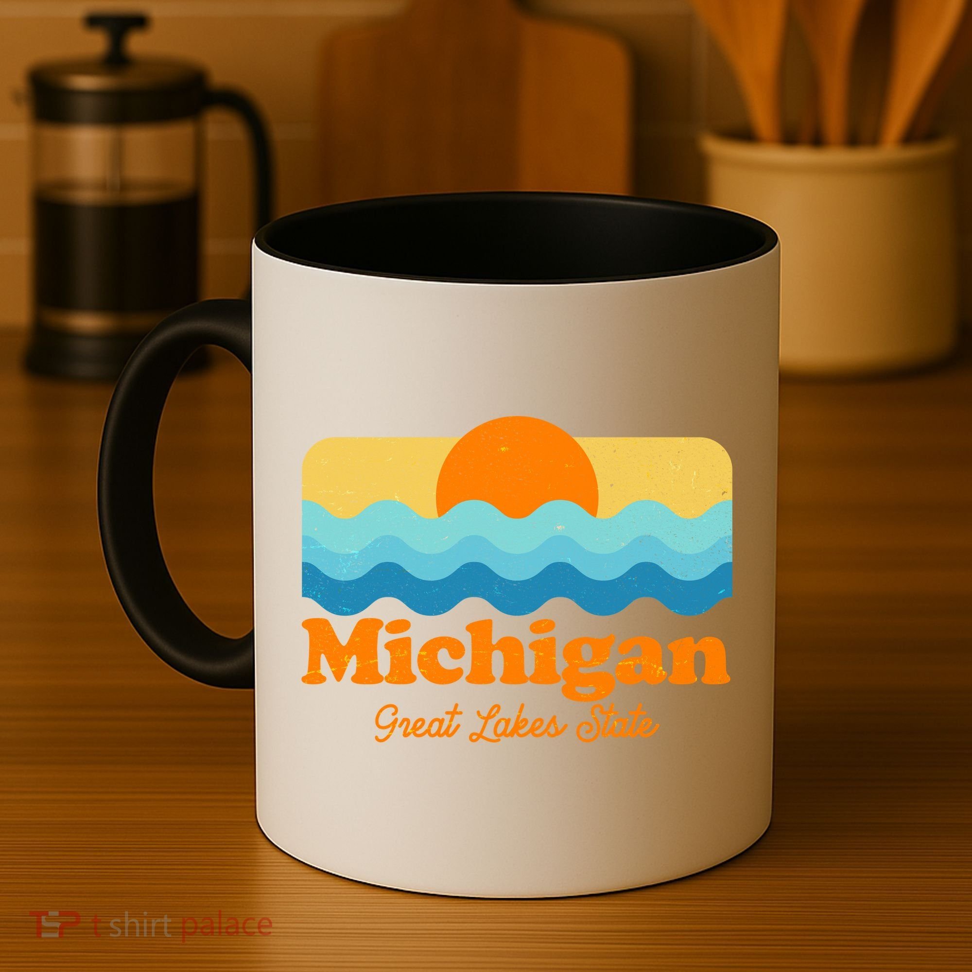 Michigan Great Lakes State Retro Sun Lake Coffee Mug