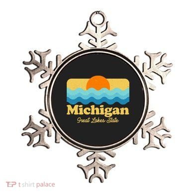 Michigan Great Lakes State Retro Sun Lake Ornament