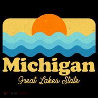 Michigan Great Lakes State Retro Sun Lake Ornament thumb 1