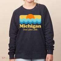 Michigan Great Lakes State Retro Sun Lake Women's Sweatshirt thumb 0