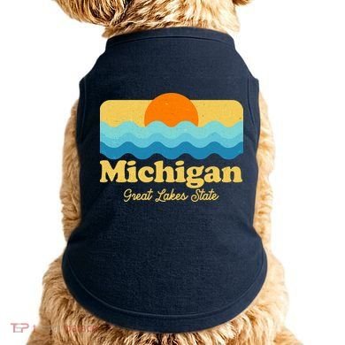 Michigan Great Lakes State Retro Sun Lake Doggie Tank