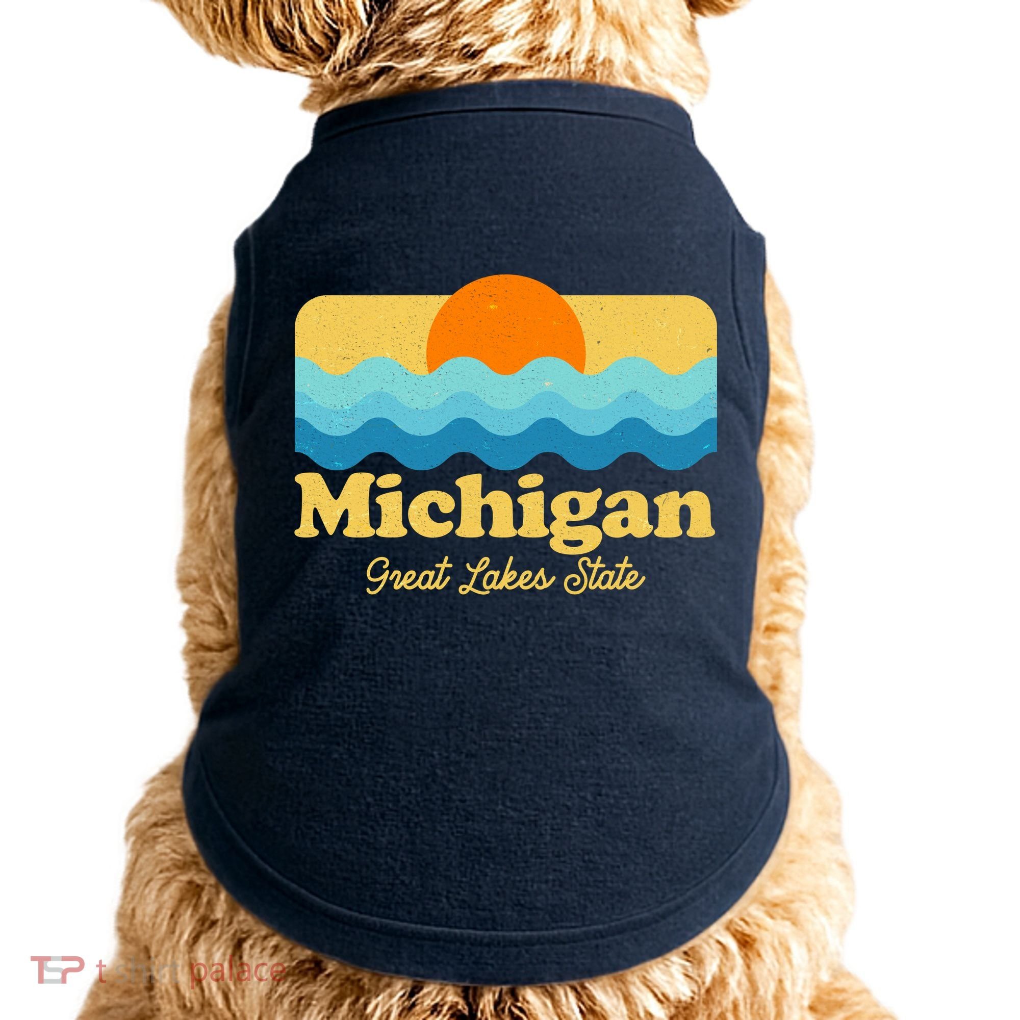 Michigan Great Lakes State Retro Sun Lake Doggie Tank